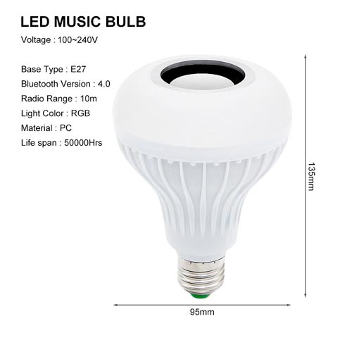 Bombillo LED RGB Multicolor Parlante Bluetooth Control Remoto 7W
