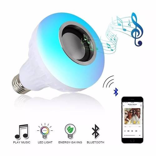 Bombillo LED RGB Multicolor Parlante Bluetooth Control Remoto 7W