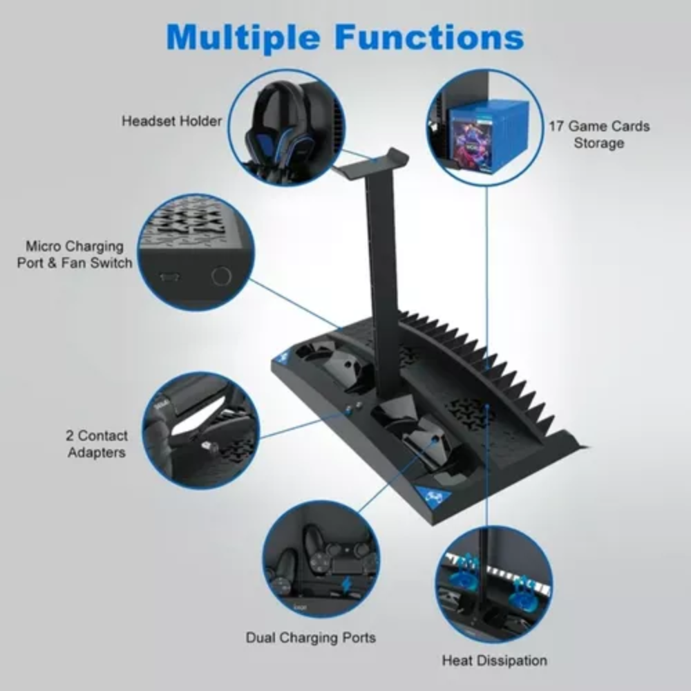 Base Refrigerante PS4 Slim Pro iPega Cargador 2 Controles Ventiladores