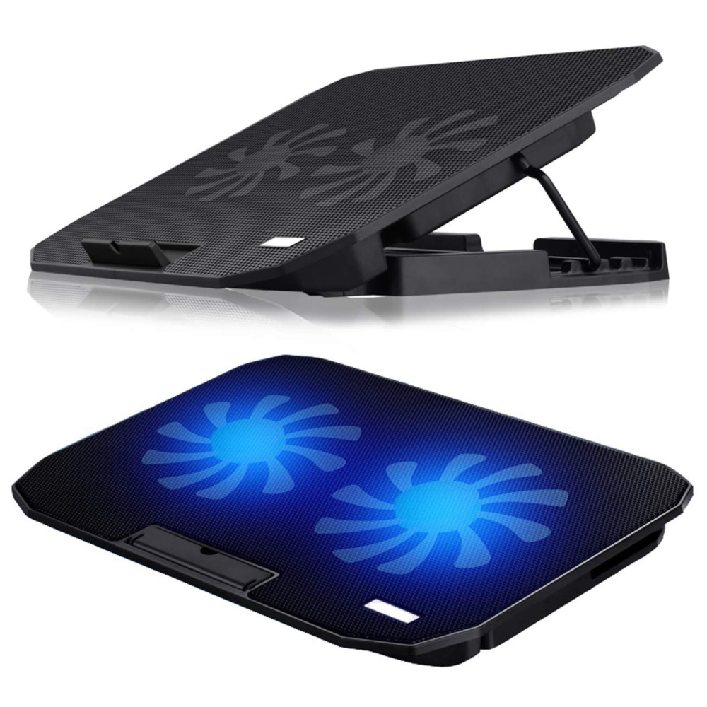 Base Refrigerante Portátil Doble Ventilador Luz LED 5 Alturas USB