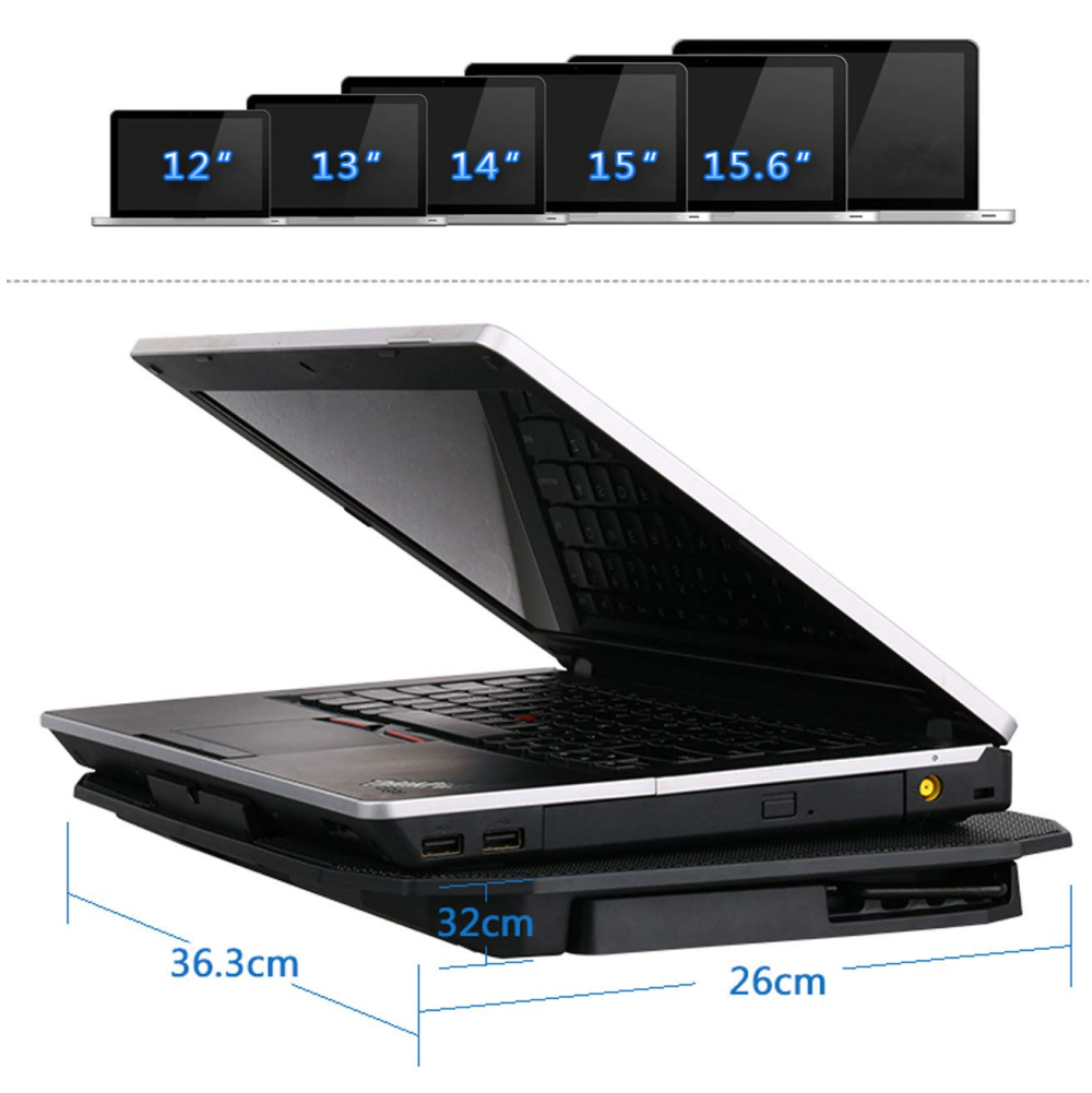 Base Refrigerante Portátil Doble Ventilador Luz LED 5 Alturas USB