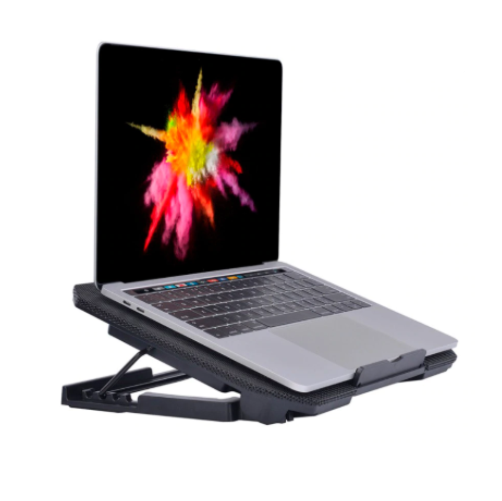 Base Refrigerante Portátil Doble Ventilador Luz LED 5 Alturas USB