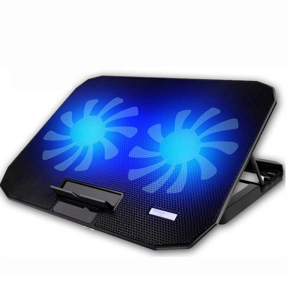 Base Refrigerante Portátil Doble Ventilador Luz LED 5 Alturas USB
