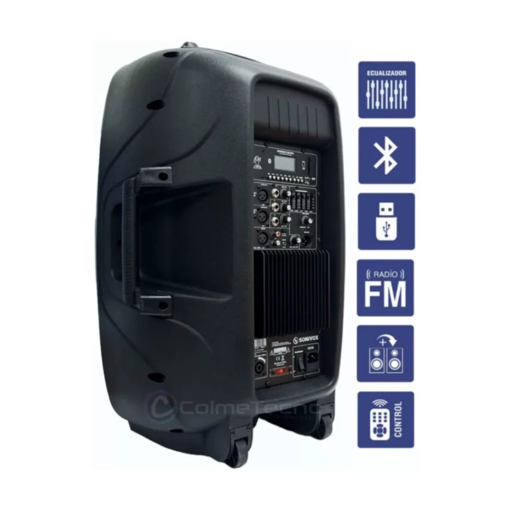 Cabina Sonido Activa 15 Pulgadas Sonivox VS-AC715NB Bluetooth 120W