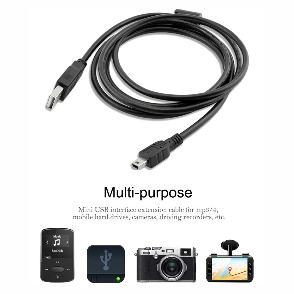 Cable Datos USB 2.0 Mini USB V3 5 Pines 3 Metros Transferencia PC Mac