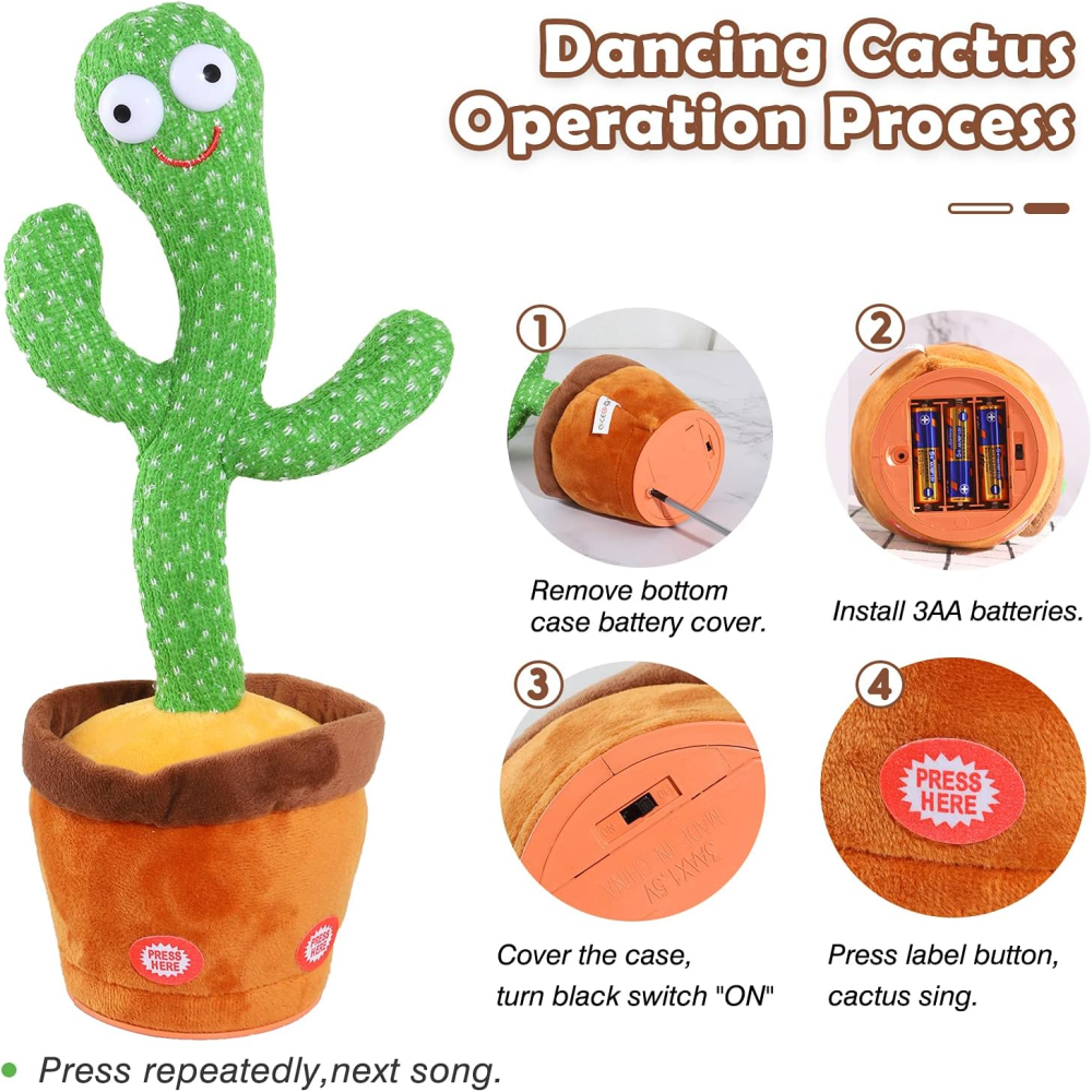 Cactus Bailarín Juguete Repite Voces Canta Baila Interactivo Niños