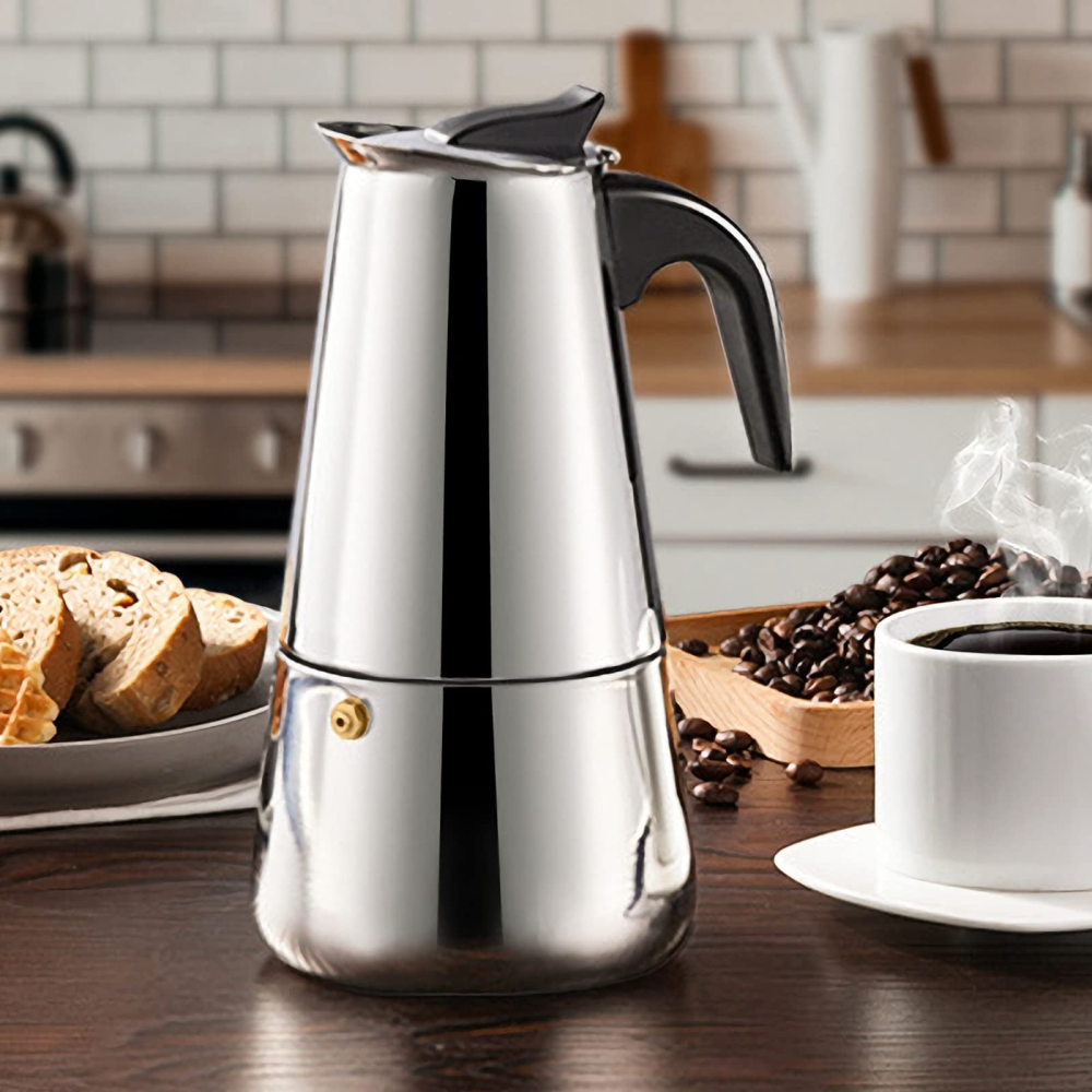 Cafetera Italiana Moka Acero Inoxidable 9 Tazas Espresso Estufa Greca