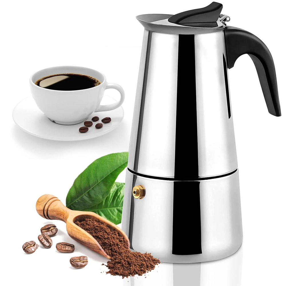 Cafetera Italiana Moka Acero Inoxidable 6 Tazas 300ml Espresso Greca
