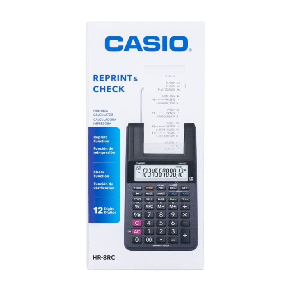 Calculadora Casio HR-8RC Impresora Reimpresión Verificación Portátil