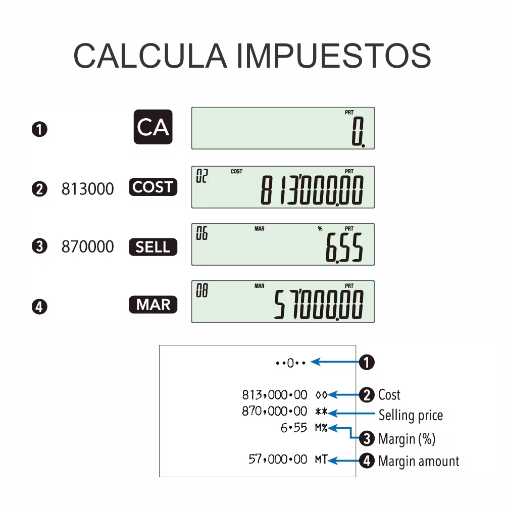 Calculadora Casio HR-8RC Impresora Reimpresión Verificación Portátil