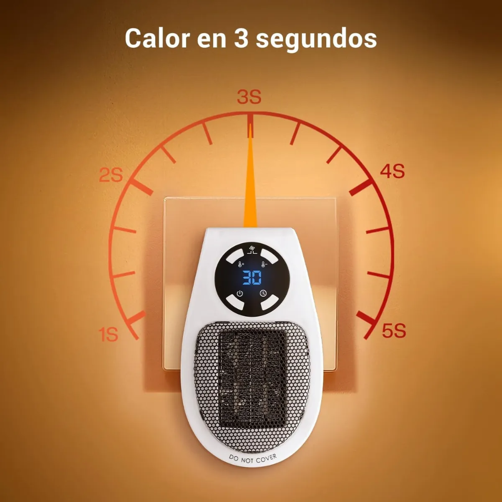 Calefactor Eléctrico Portátil Cerámico 500W Pared Control Remoto LED