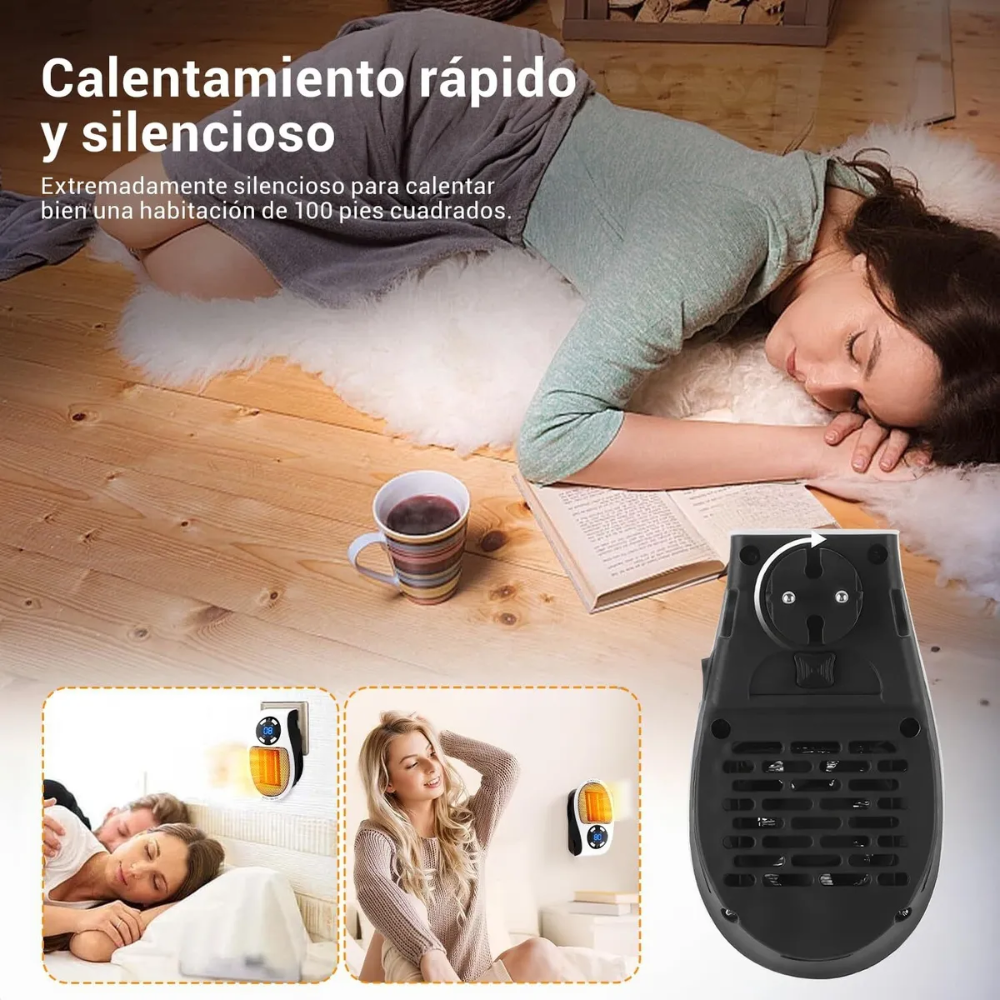 Calefactor Eléctrico Portátil Cerámico 500W Pared Control Remoto LED