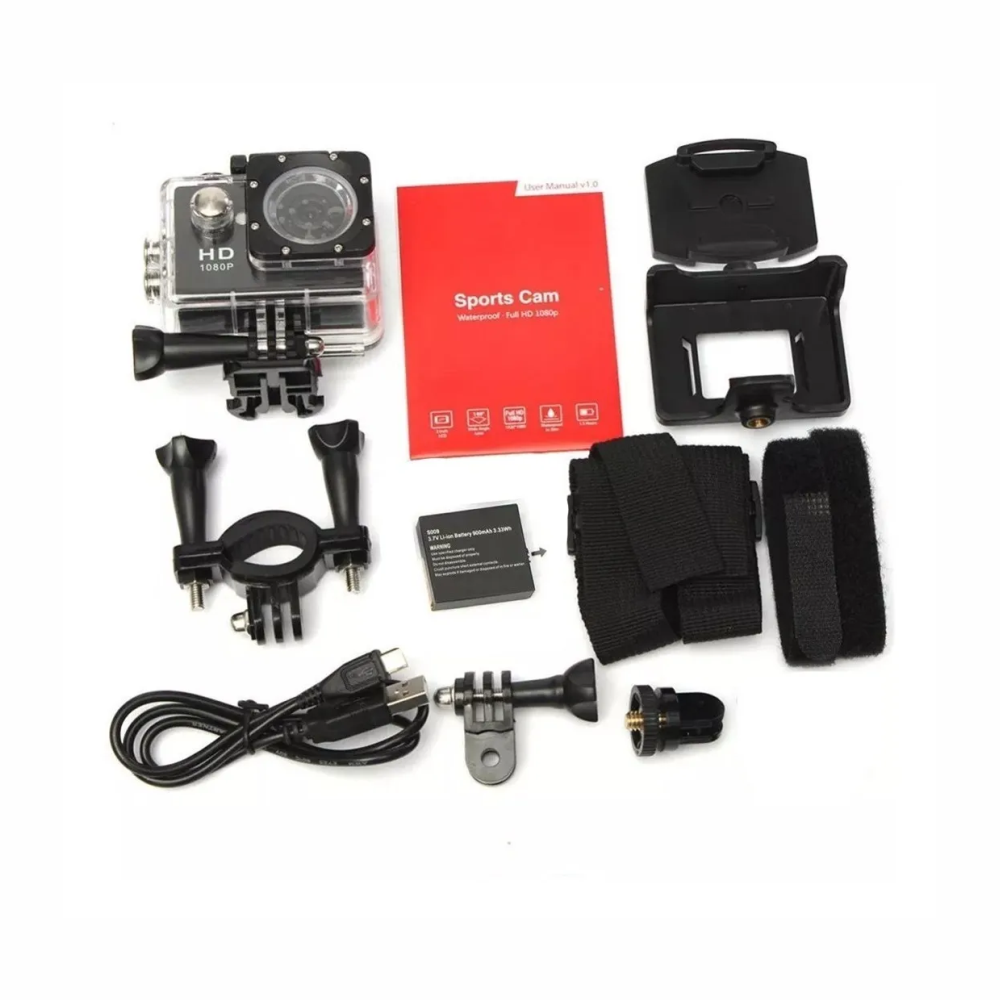 Cámara Deportiva Sumergible 30 Metros HD Gran Angular Kit Accesorios
