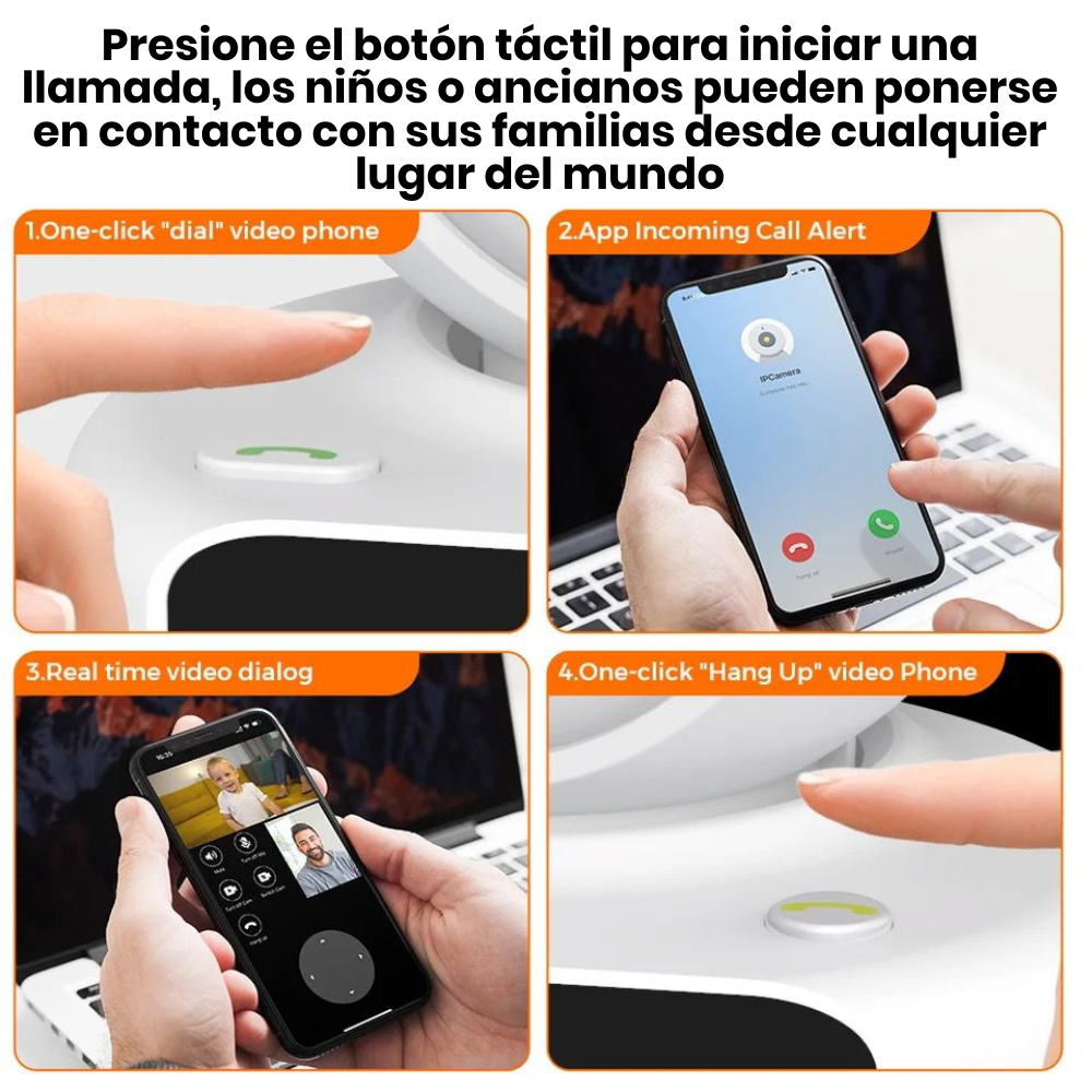 Cámara Seguridad WiFi Videollamada Pantalla 2K Visión Nocturna Color