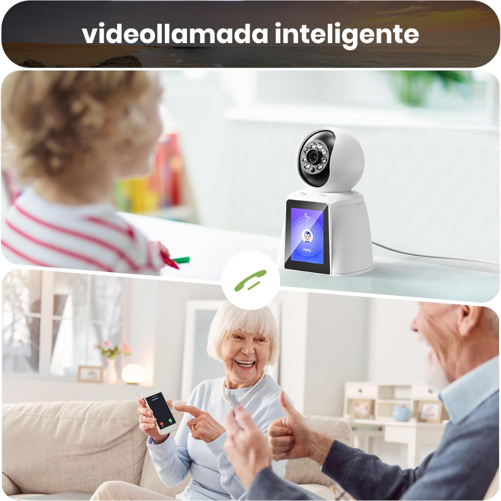 Cámara Seguridad WiFi Videollamada Pantalla 2K Visión Nocturna Color
