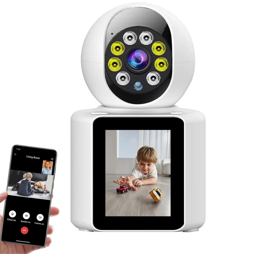 Cámara Seguridad WiFi Videollamada Pantalla 2K Visión Nocturna Color