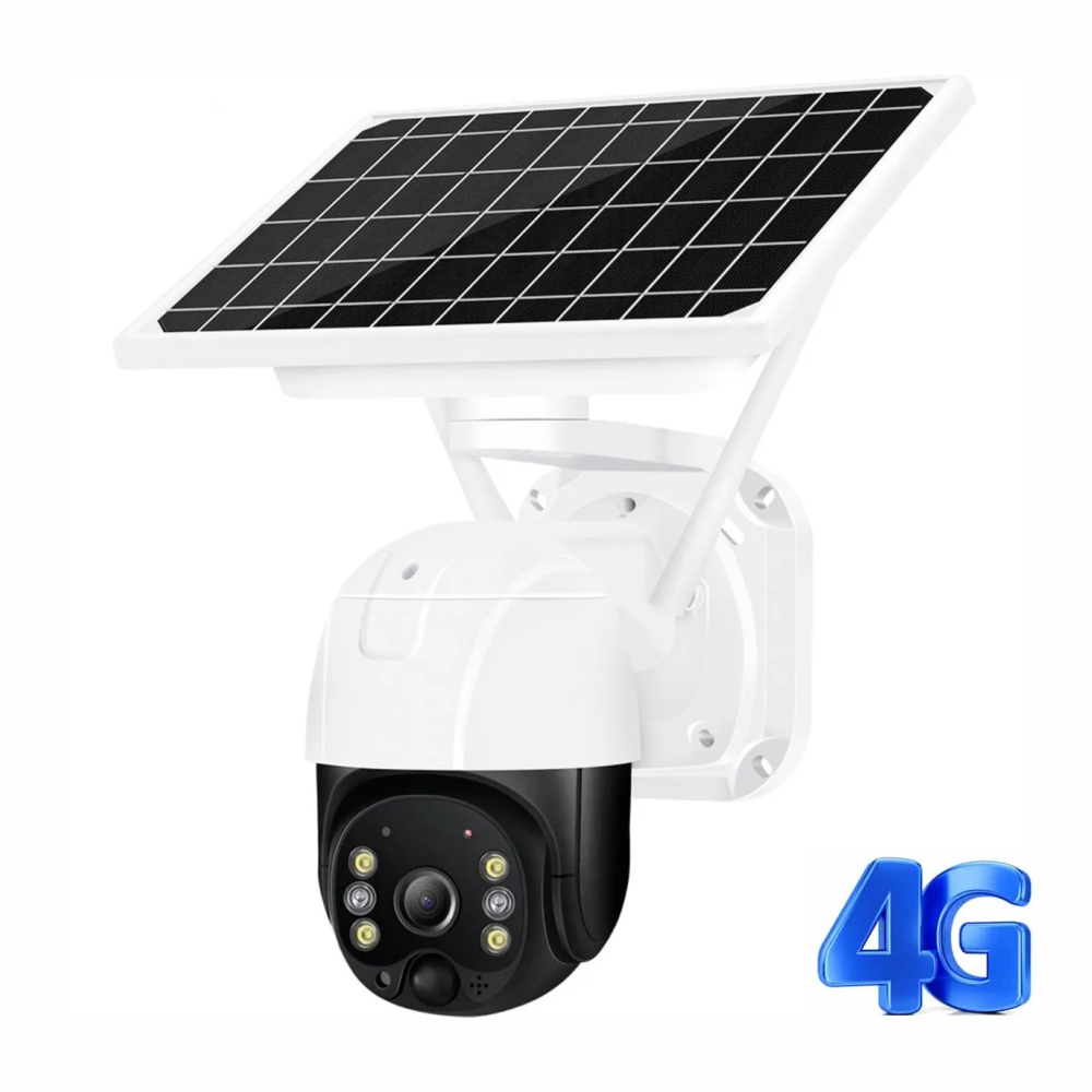 Cámara Seguridad Panel Solar 4G SIM PTZ Exterior Visión Nocturna IP65