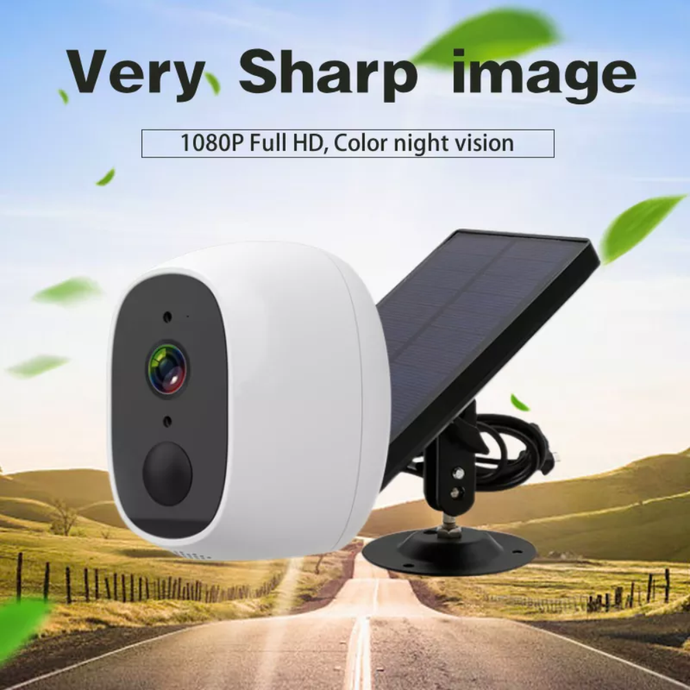 Cámara Seguridad WiFi Panel Solar Exterior Full HD PIR Audio IP66