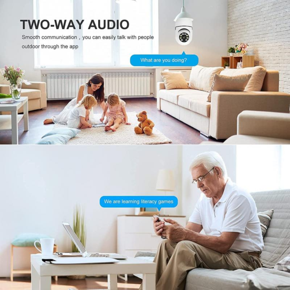 Cámara IP Bombillo 360 Grados Robótica WiFi 1080p Visión Nocturna E27
