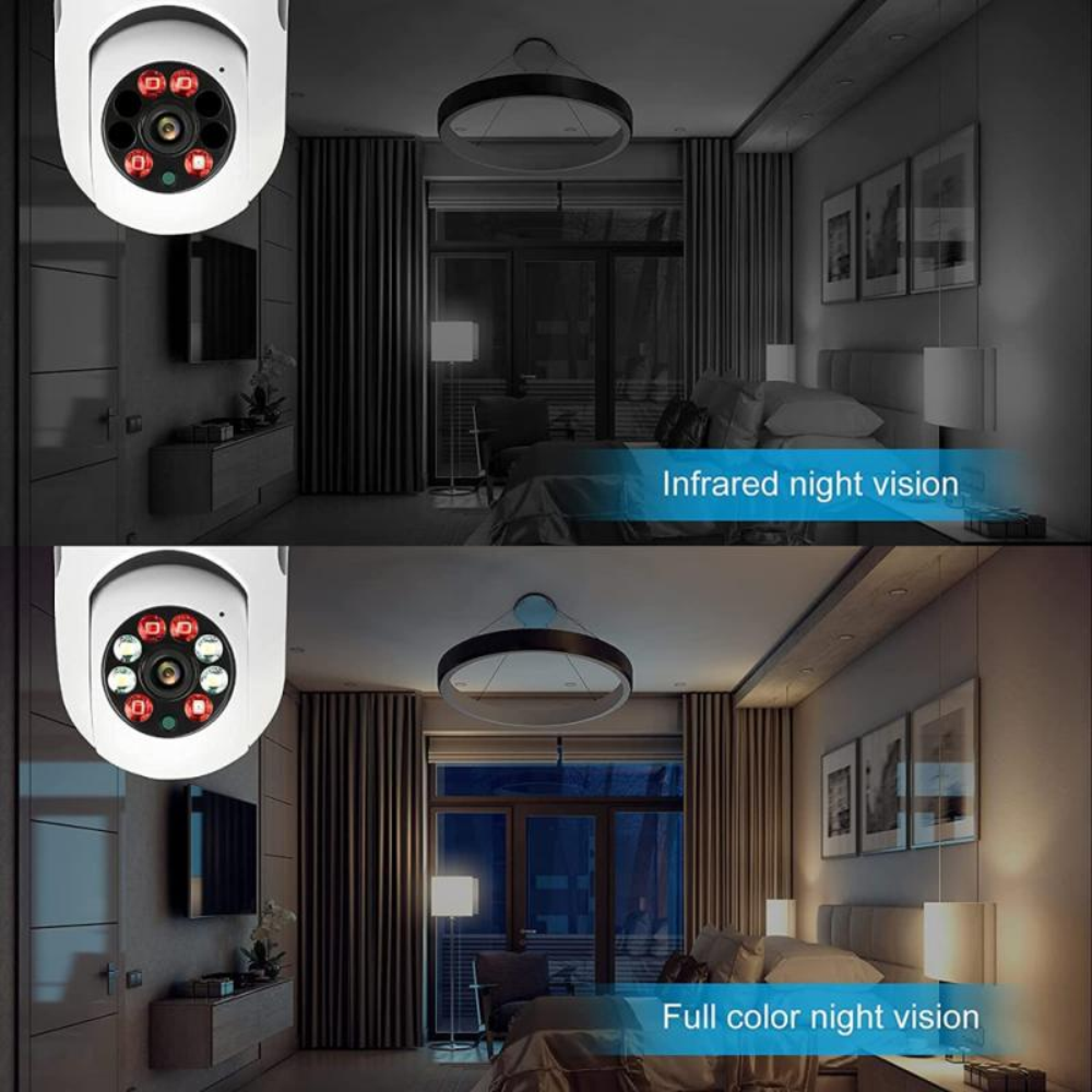 Cámara IP Bombillo 360 Grados Robótica WiFi 1080p Visión Nocturna E27