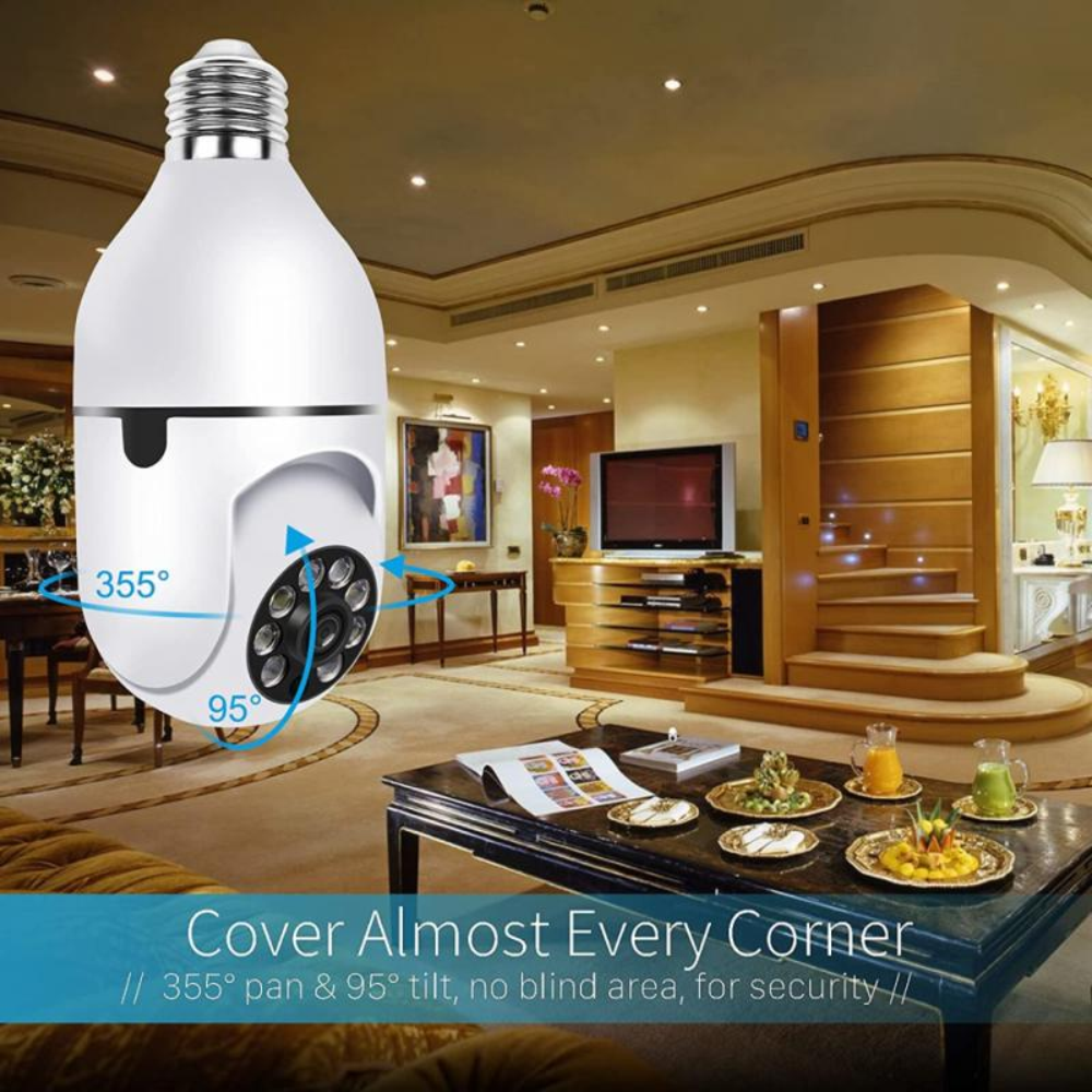 Cámara IP Bombillo 360 Grados Robótica WiFi 1080p Visión Nocturna E27