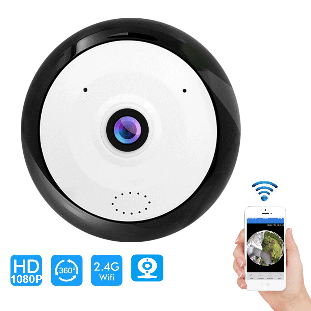 Cámara Seguridad Panorámica 360 V380 WiFi Ojo Pez 1080P 5 Modos Vista
