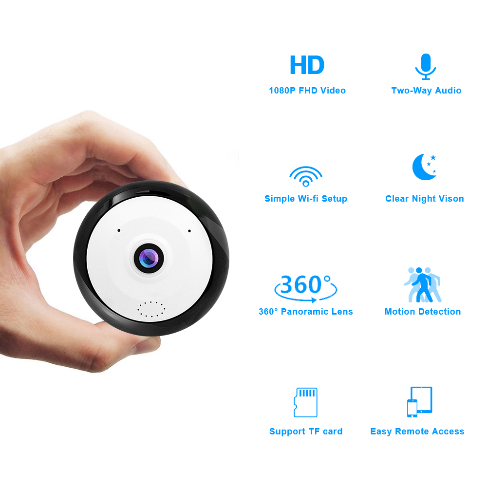 Cámara Seguridad Panorámica 360 V380 WiFi Ojo Pez 1080P 5 Modos Vista