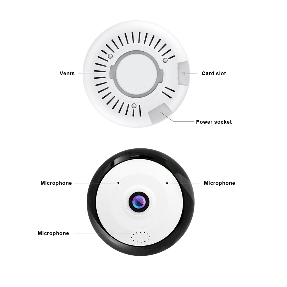 Cámara Seguridad Panorámica 360 V380 WiFi Ojo Pez 1080P 5 Modos Vista