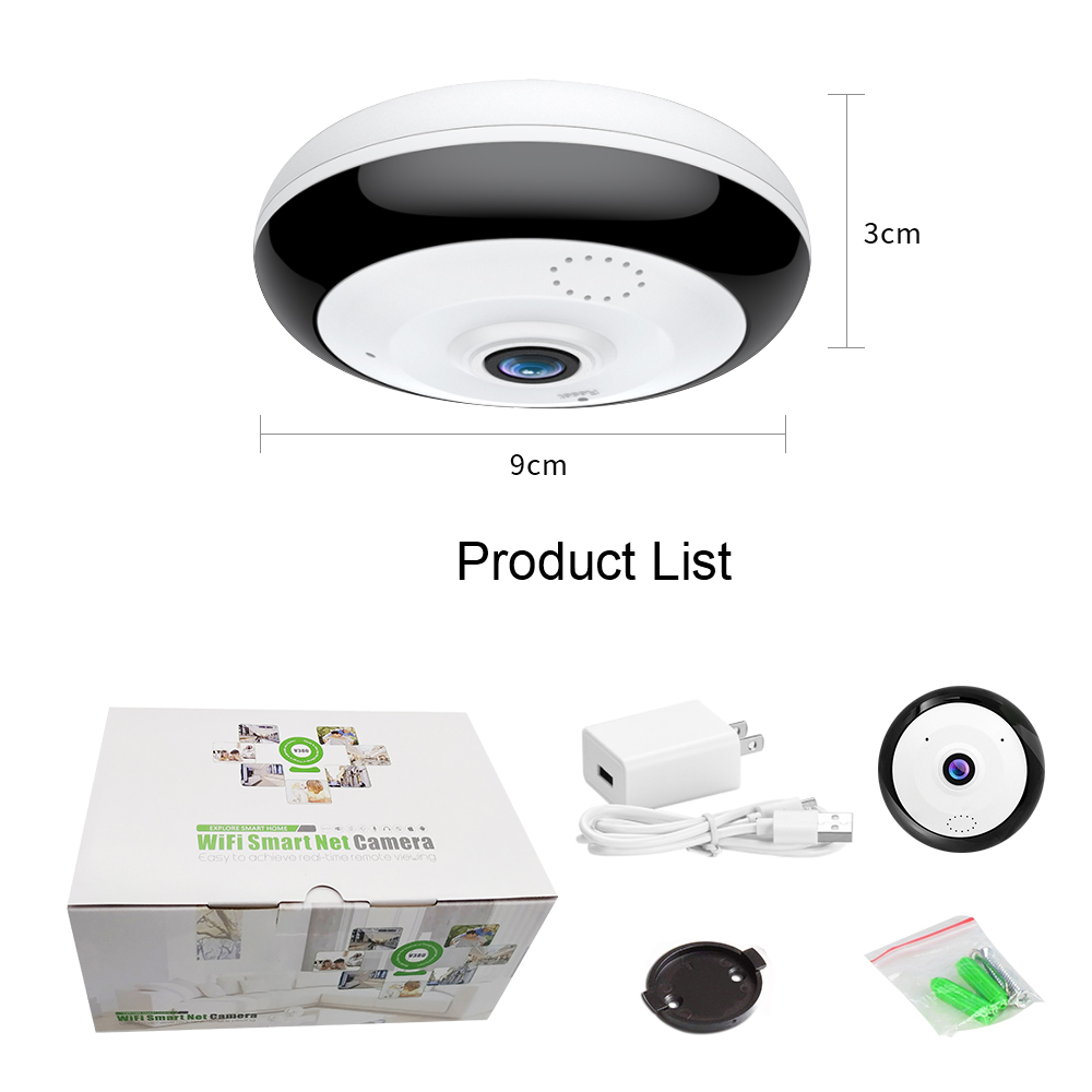 Cámara Seguridad Panorámica 360 V380 WiFi Ojo Pez 1080P 5 Modos Vista