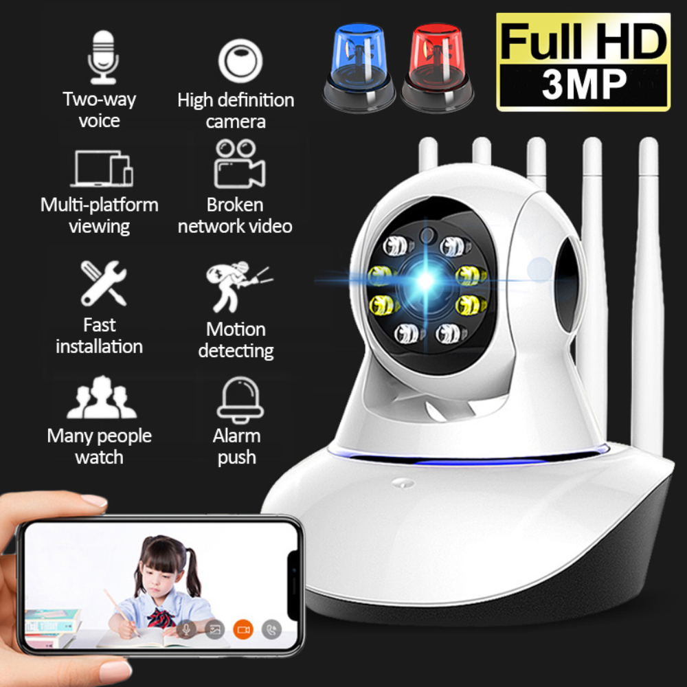 Cámara Seguridad Robótica Wifi 5 Antenas Visión Nocturna 360 Grados