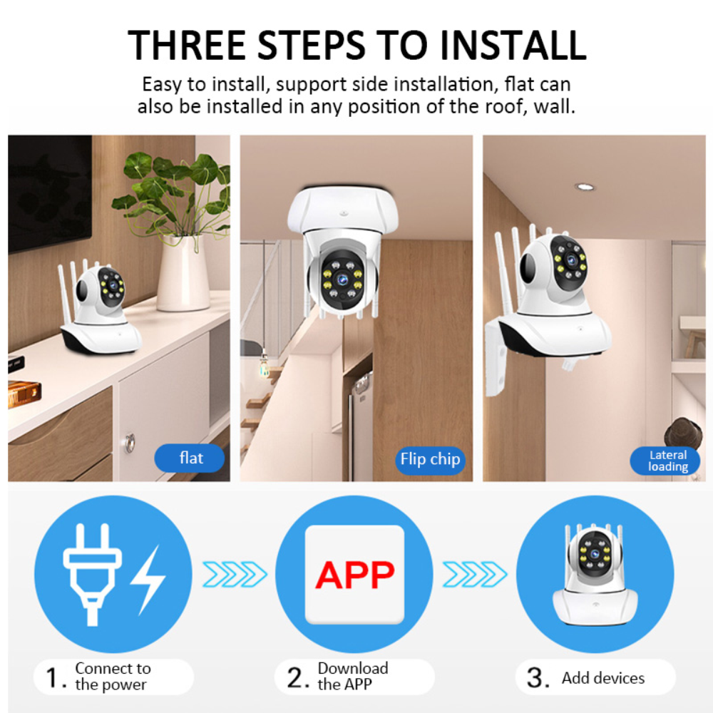 Cámara Seguridad Robótica Wifi 5 Antenas Visión Nocturna 360 Grados