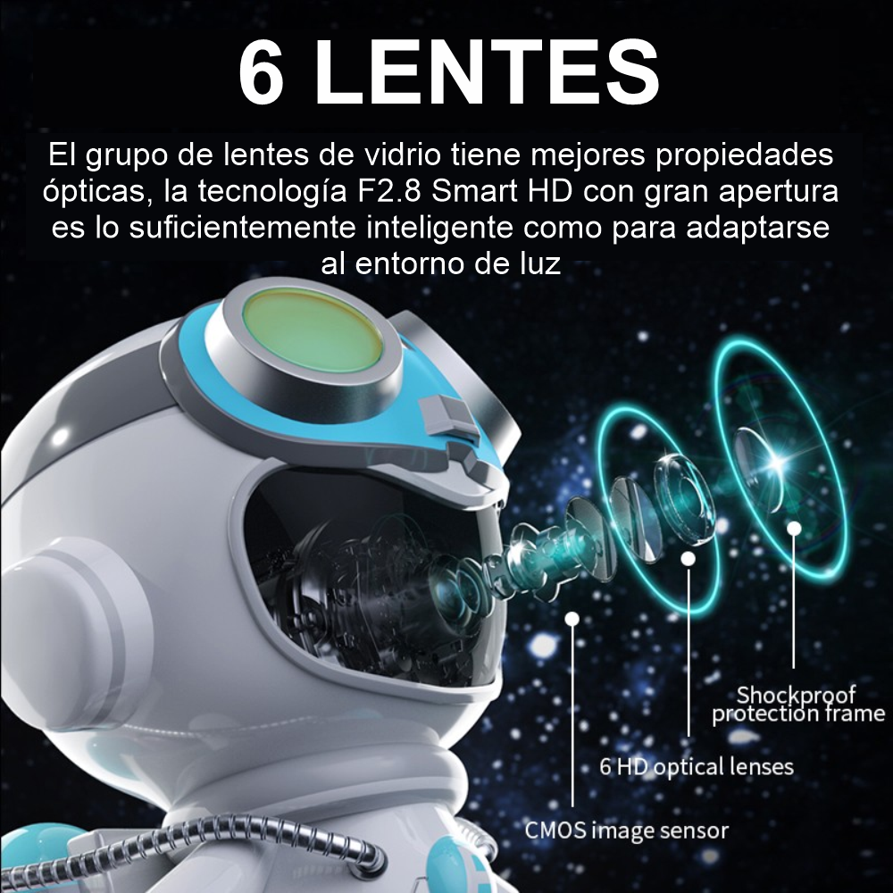 Cámara Seguridad WiFi 5G Astronauta 360 Visión Nocturna Seguimiento