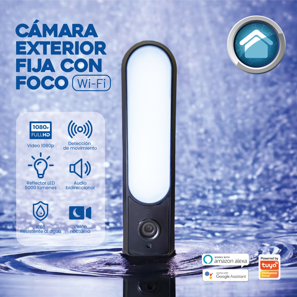 Cámara Seguridad WiFi Reflector LED Exterior Full HD Visión Color