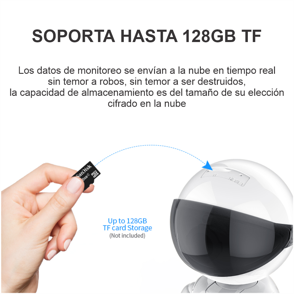 Cámara WiFi Robot Monitor Bebé 360 Seguimiento Audio Bidireccional