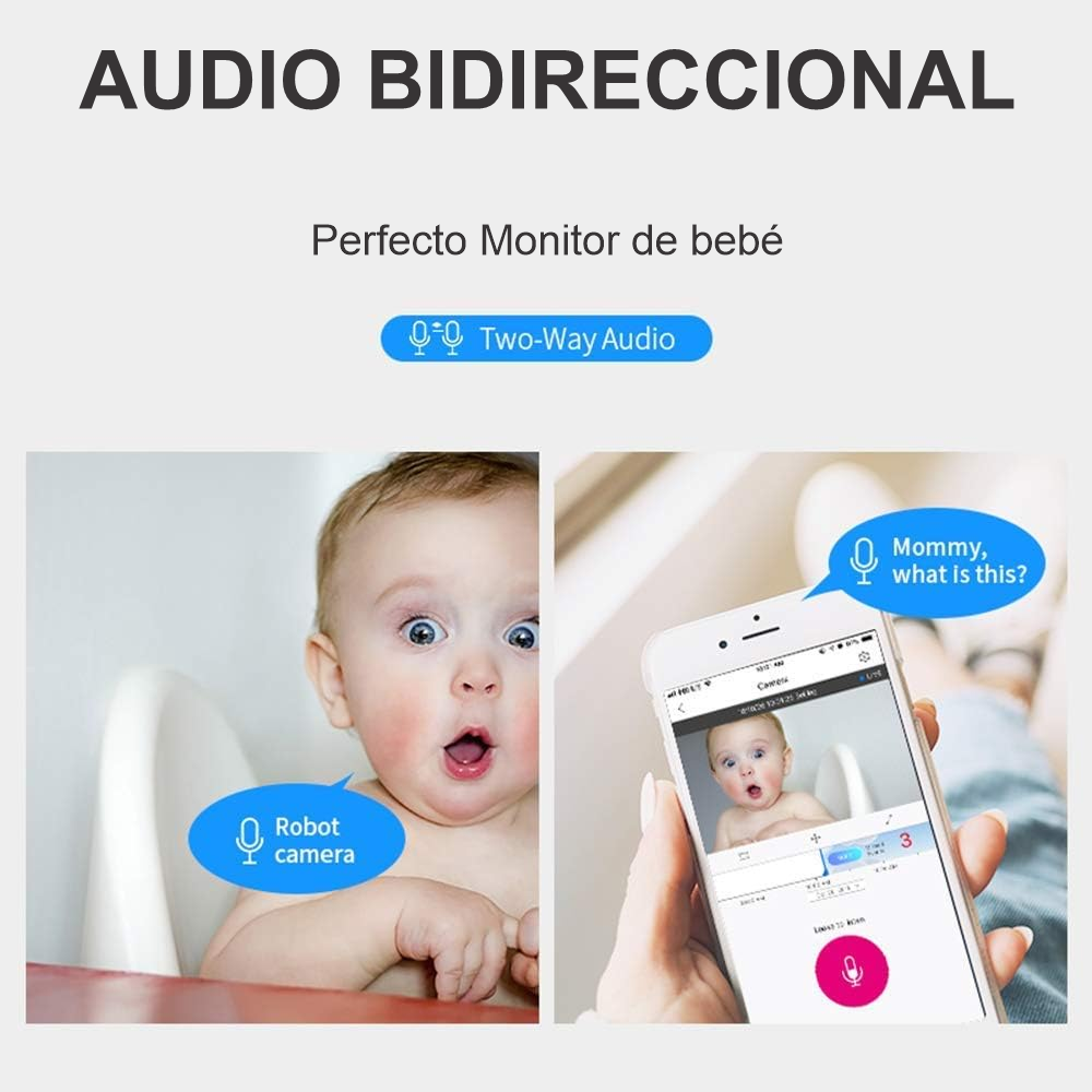 Cámara WiFi Robot Monitor Bebé 360 Seguimiento Audio Bidireccional
