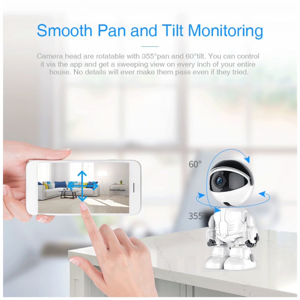 Cámara WiFi Robot Monitor Bebé 360 Seguimiento Audio Bidireccional