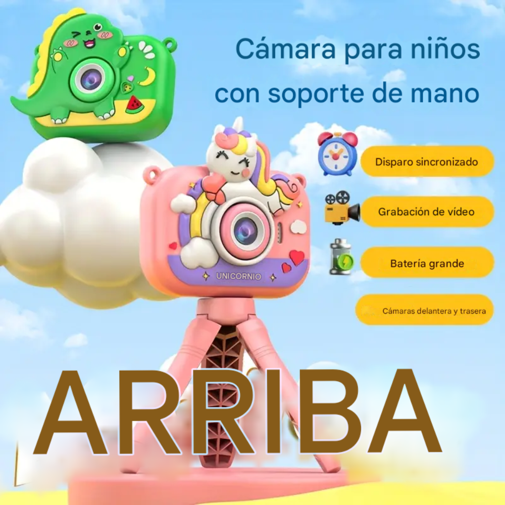 Cámara Digital Niños Unicornio Trípode Juegos Música Recargable Tipo C