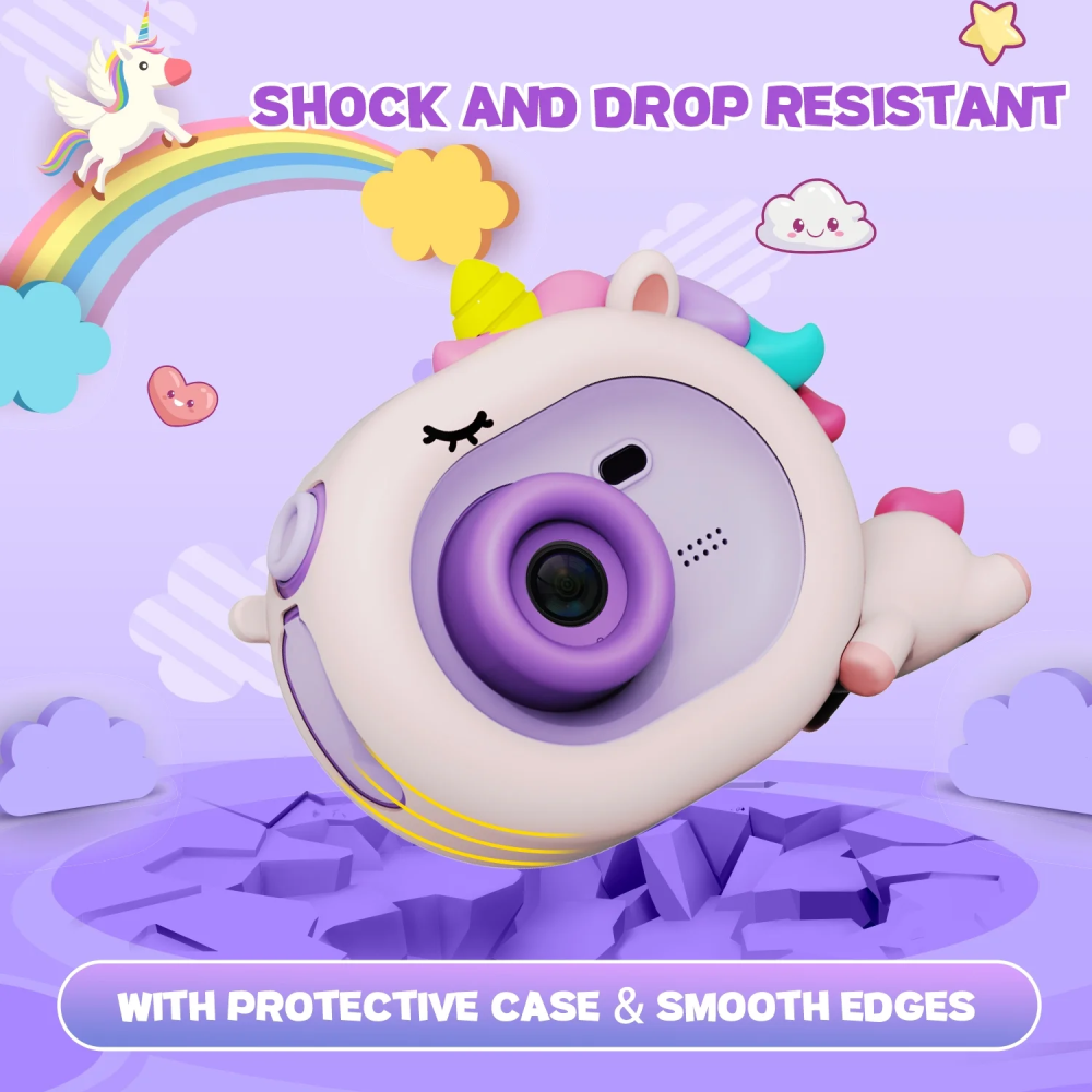 Cámara Digital Niños Pantalla Abatible Selfie Trípode SD 32GB Juegos