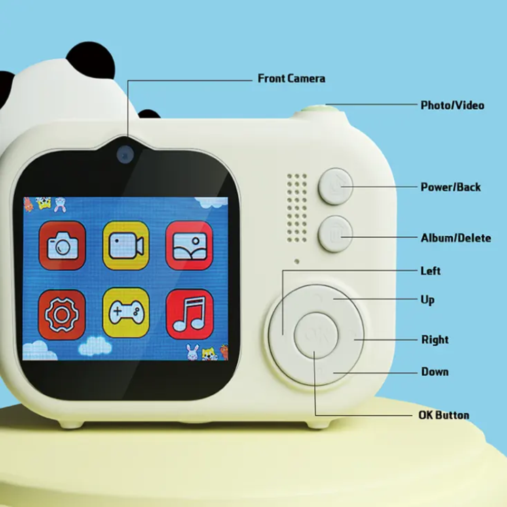 Cámara Digital Niños Panda Trípode Fotos Videos Juegos XL880 SD USB