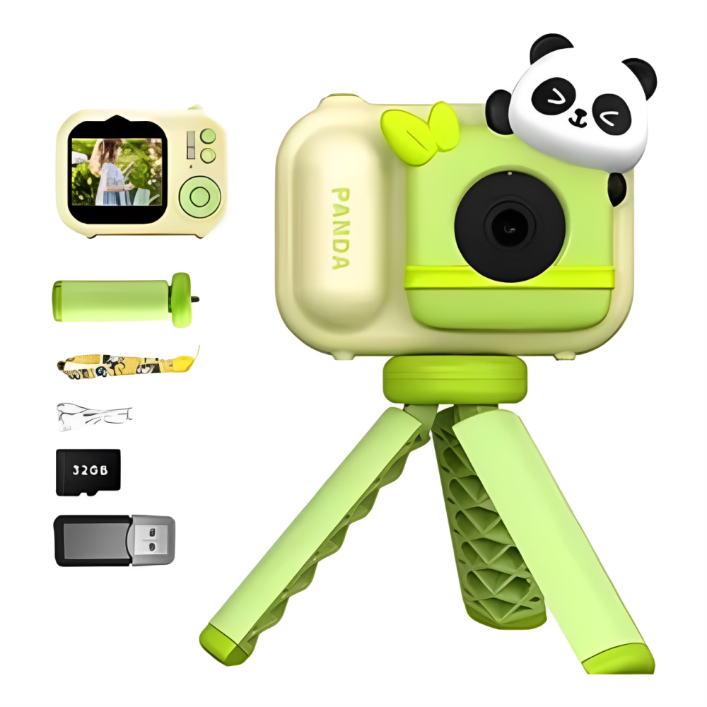 Cámara Digital Niños Panda Trípode Fotos Videos Juegos XL880 SD USB