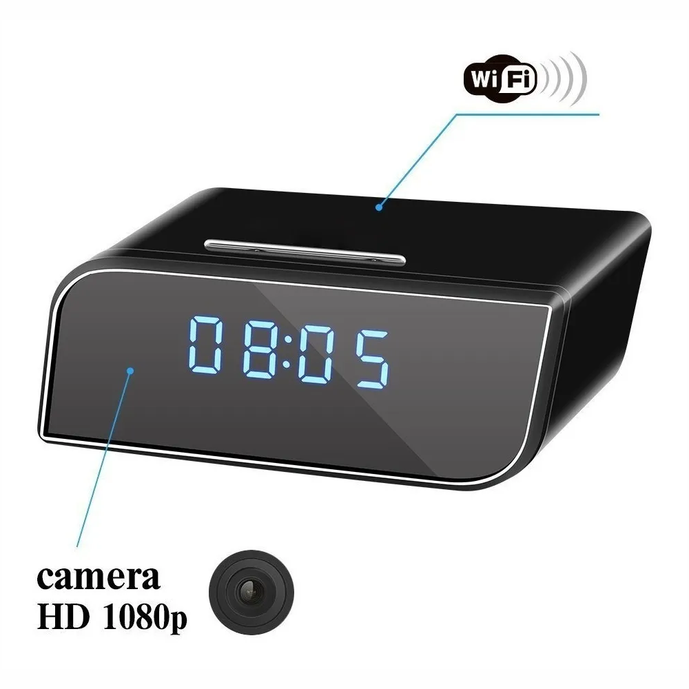 Cámara Espía Reloj Despertador WiFi 720p Visión Nocturna Graba Audio