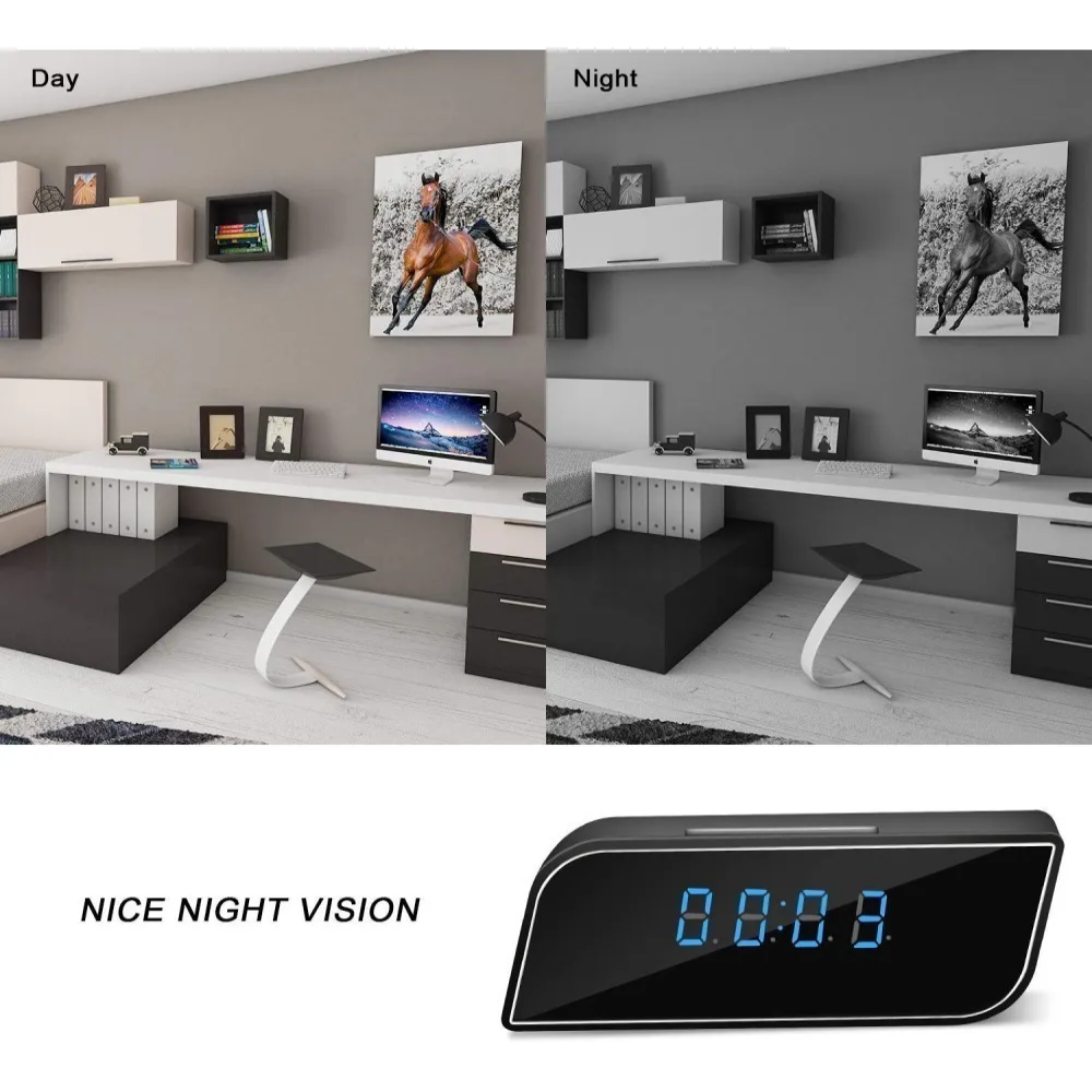 Cámara Espía Reloj Despertador WiFi 720p Visión Nocturna Graba Audio
