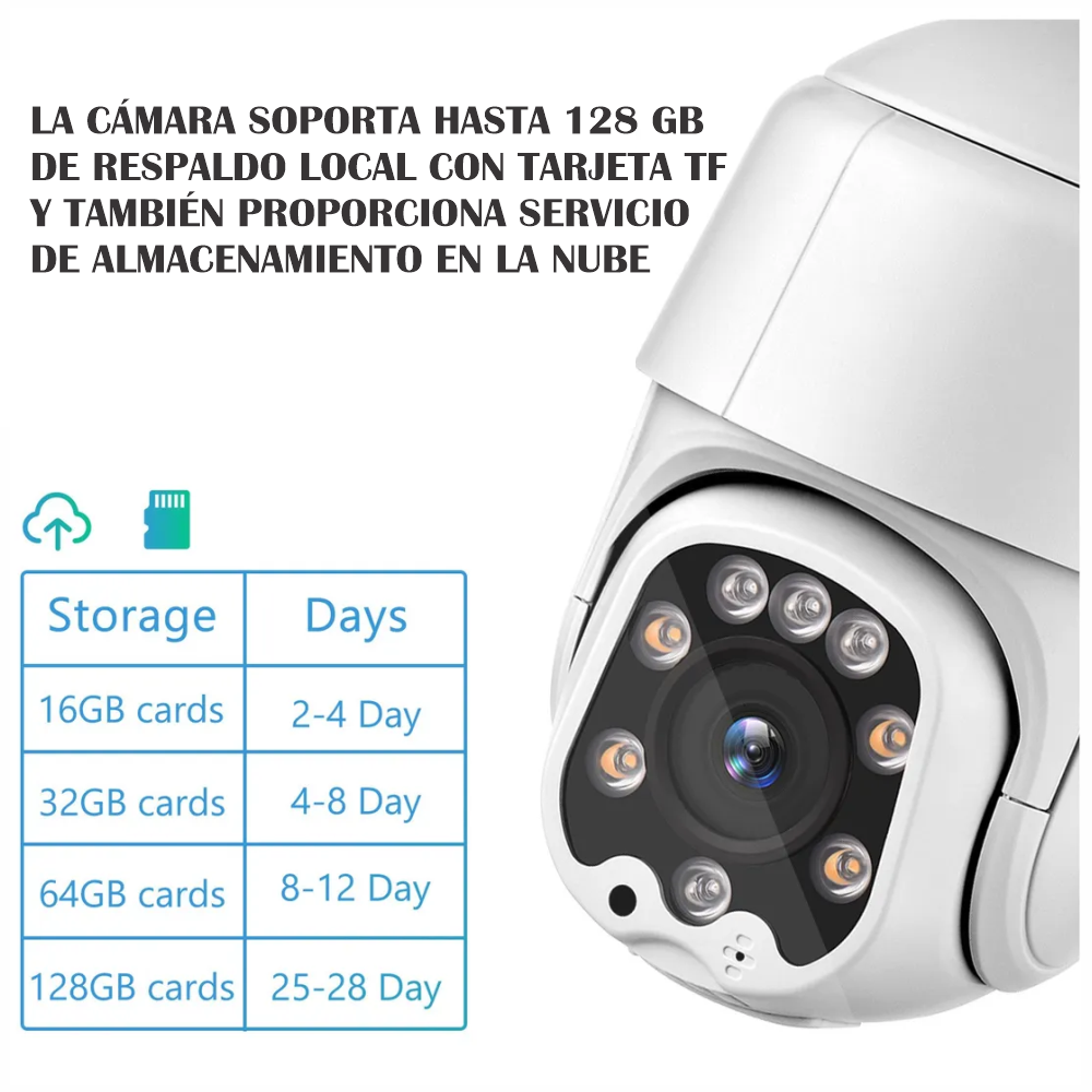 Cámara Seguridad Wifi PTZ 1080p Exterior Visión Nocturna Color IP66