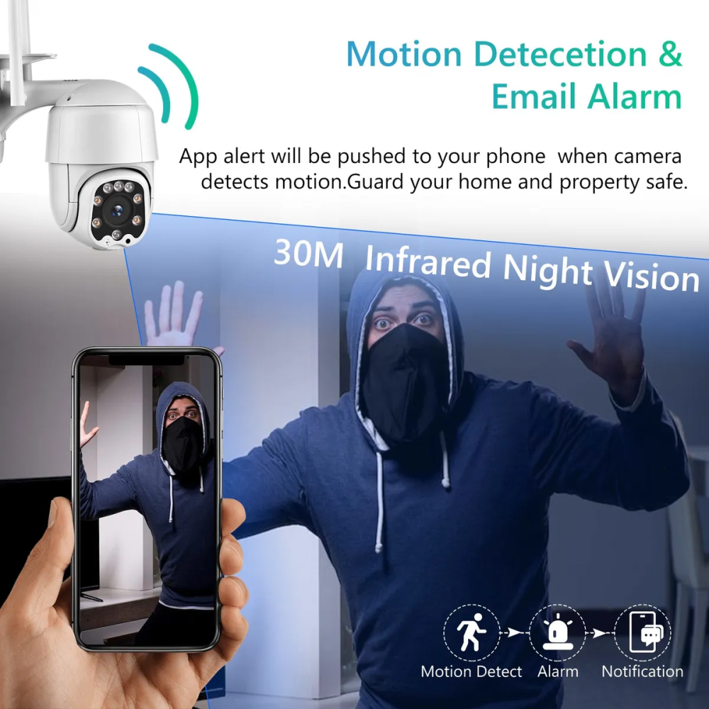 Cámara Seguridad Wifi PTZ 1080p Exterior Visión Nocturna Color IP66