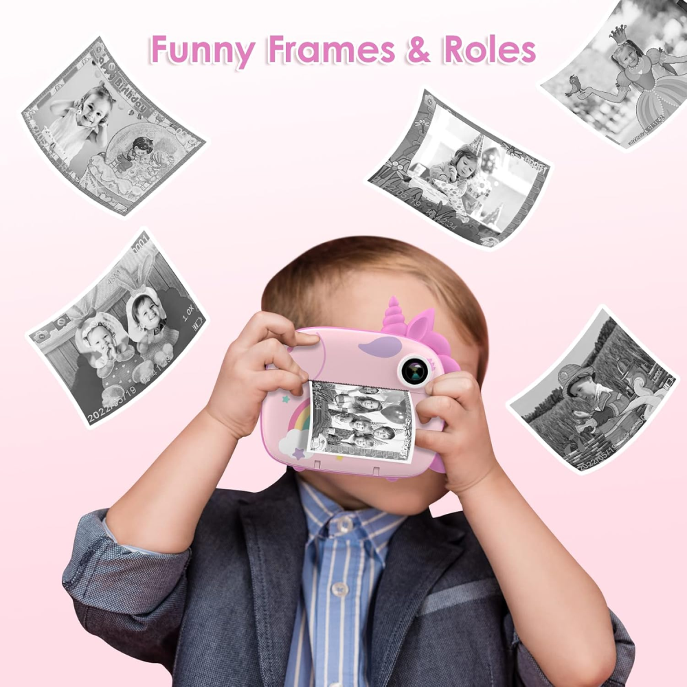 Cámara Instantánea Niños Impresión Doble Lente 48MP Video 1080p