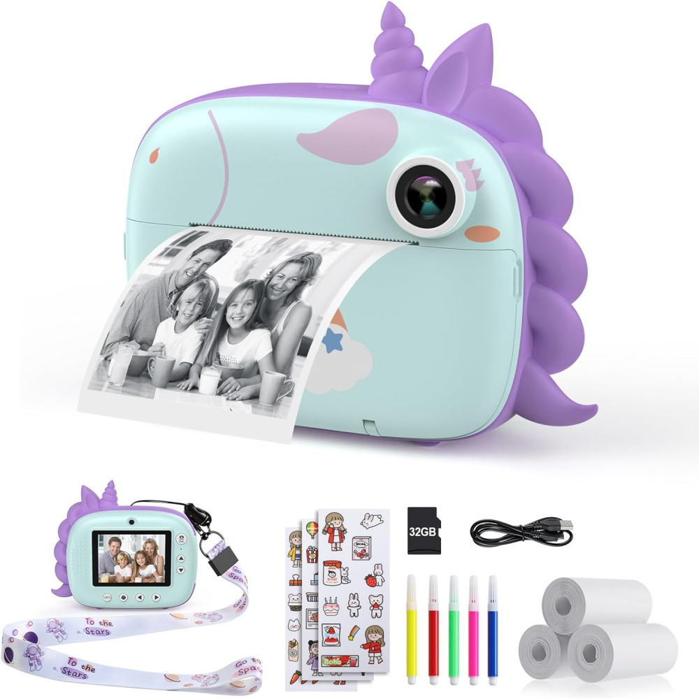 Cámara Instantánea Niños Impresión Doble Lente 48MP Video 1080p