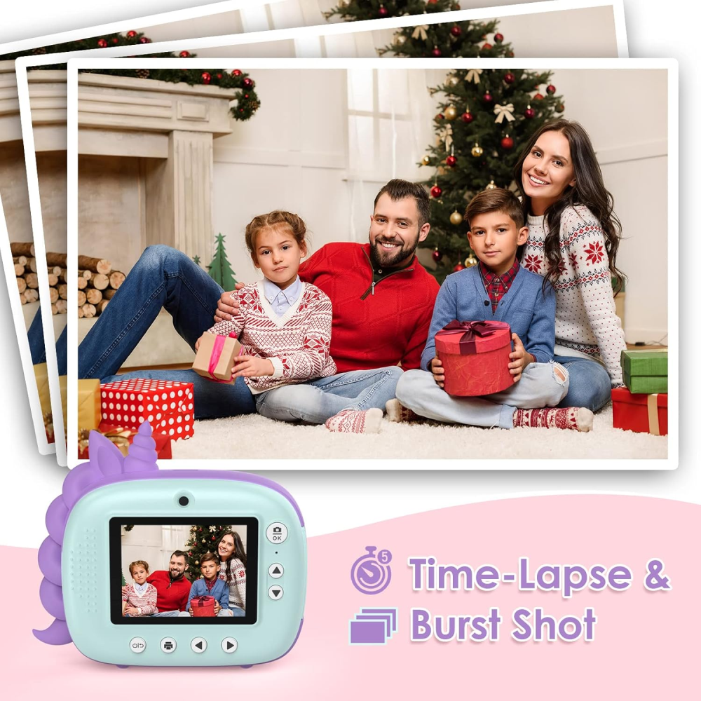 Cámara Instantánea Niños Impresión Doble Lente 48MP Video 1080p