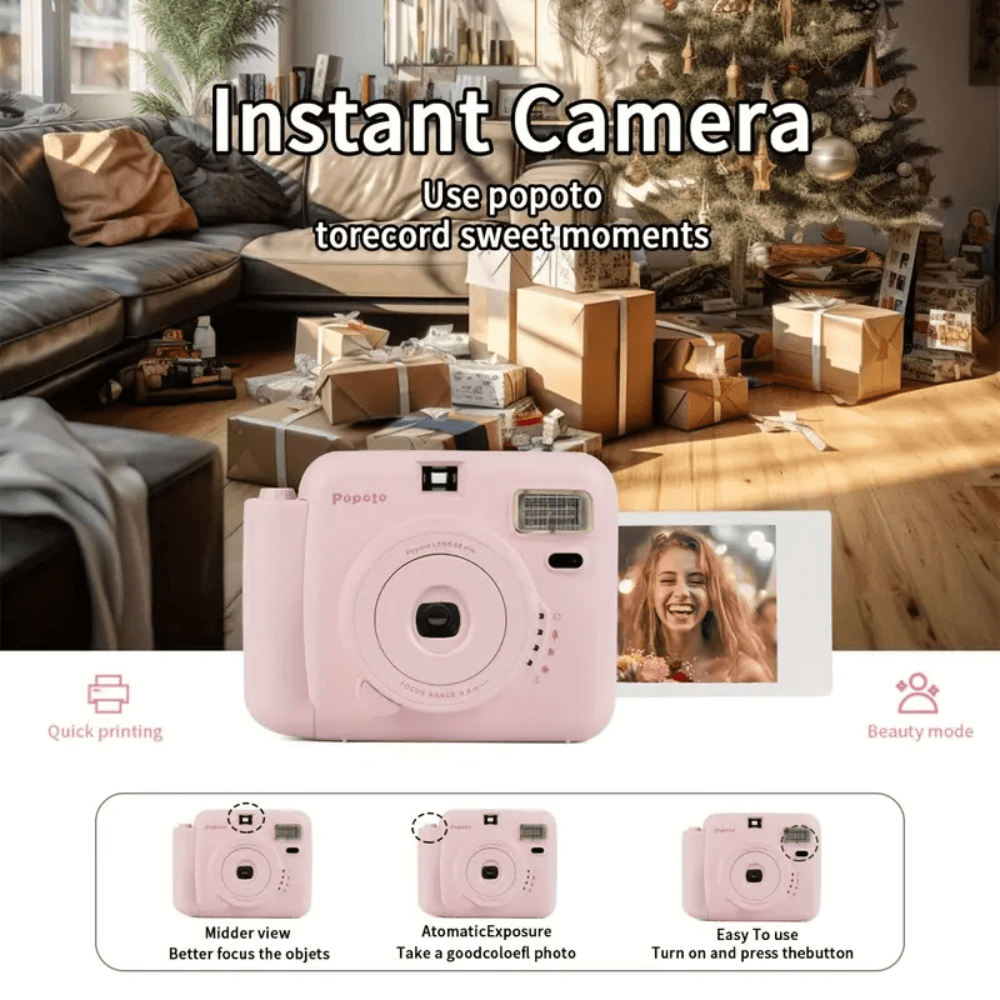 Cámara Instantánea Popoto Color Fotos Impresas Película 10 Fotos