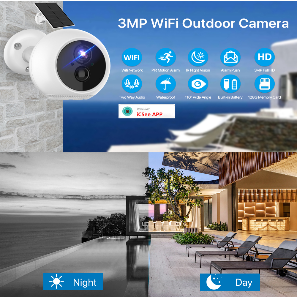 Cámara Exterior Recargable Inalámbrica 3MP Batería 6000mAh IP66 Tuya