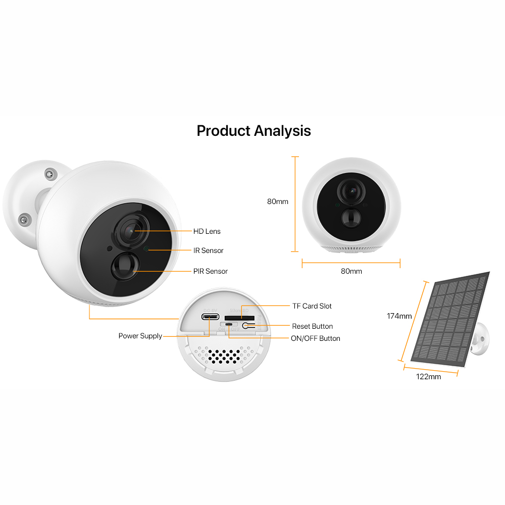 Cámara Exterior Recargable Inalámbrica 3MP Batería 6000mAh IP66 Tuya